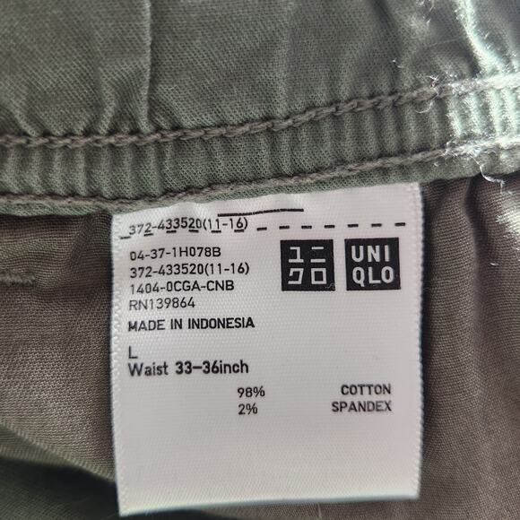 Uniqlo Cotton Pull On Relaxed Ankle Pants Tapered Leg Mens Large Green - Picture 5 of 12